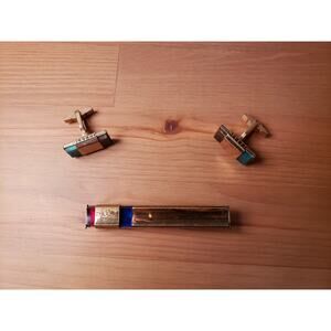 Vintage Kreisler Tie Clip Reversible Blue and Red & Green & Brown Cufflinks Set